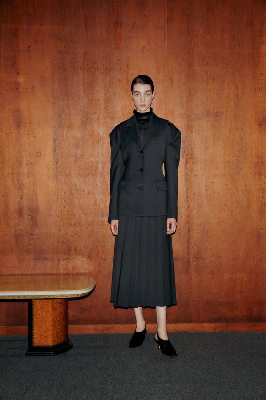 PLEATS WOOL SKIRT