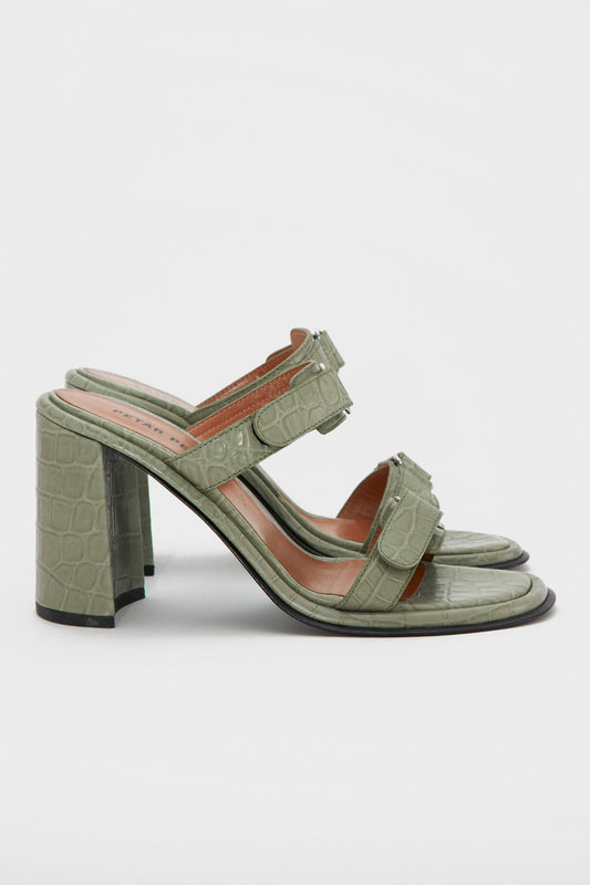 BLOCK HEEL STRAP MULES