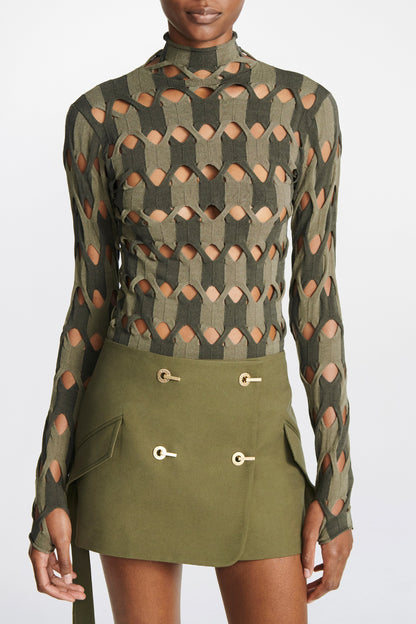 EYELET LATCH BLAZER SKIR