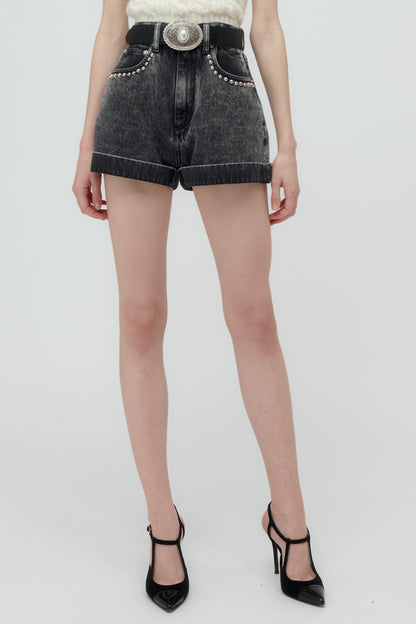 DENIM SHORTS WITH EMBELLISHMENT