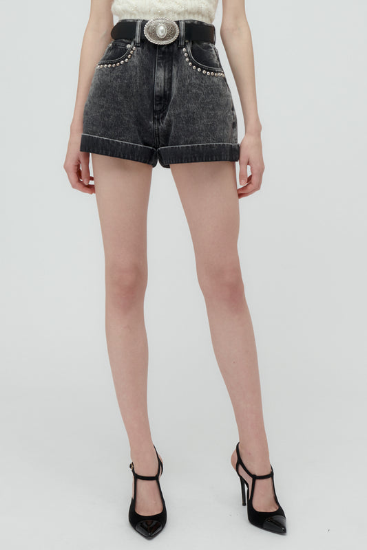 DENIM SHORTS WITH EMBELLISHMENT