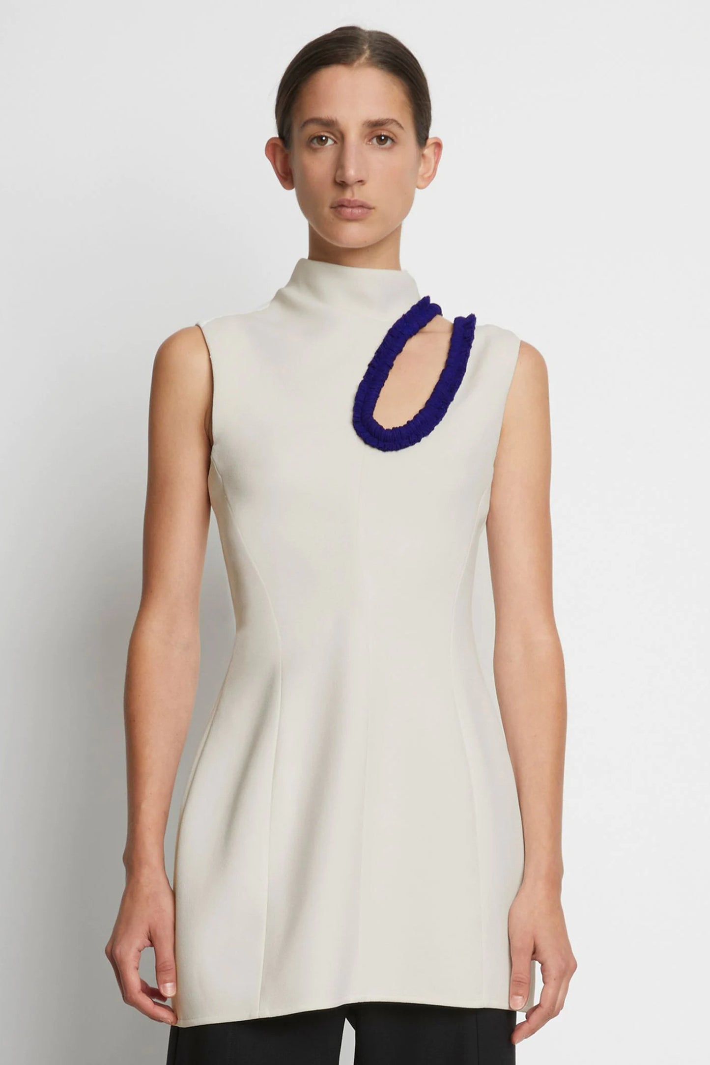 BI-STRETCH CREPE CUT OUT SHELL
