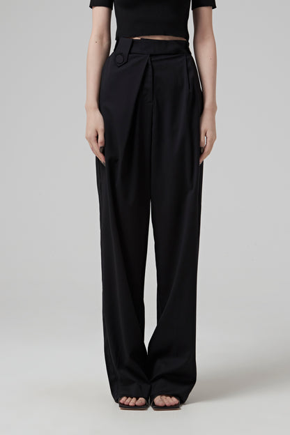 BELTED WOOL PLEATTROUSER