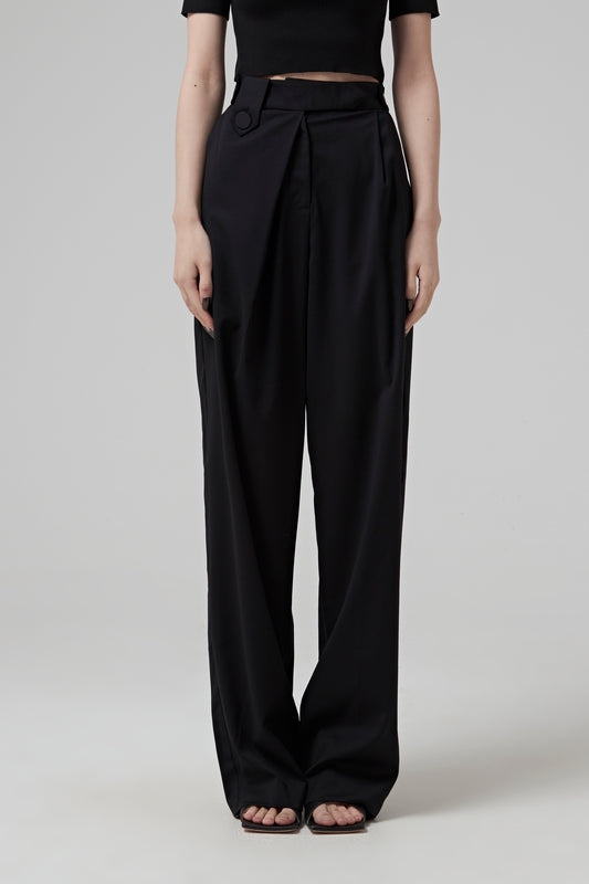 BELTED WOOL PLEATTROUSER