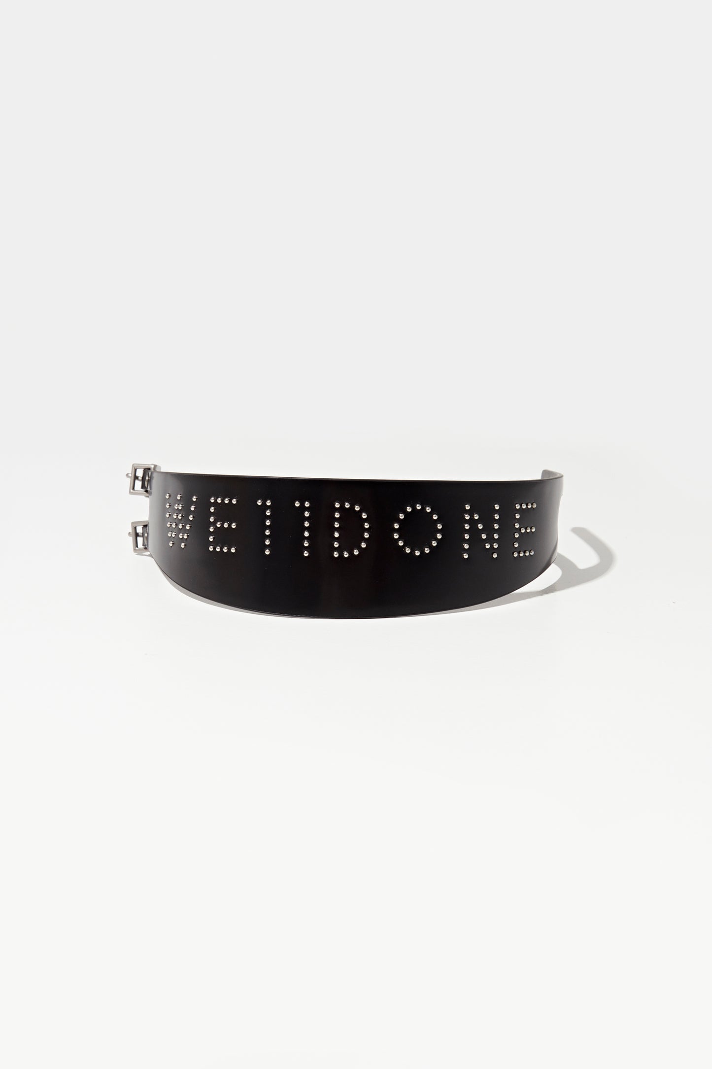 BLACK LOGO STUD WIDE DOUBLE BUCKLE CHOKER