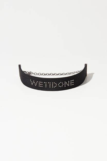 BLACK WE11DONE LOGO STRAP MEDIUM CHOKER