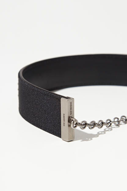BLACK WE11DONE LOGO STRAP MEDIUM CHOKER