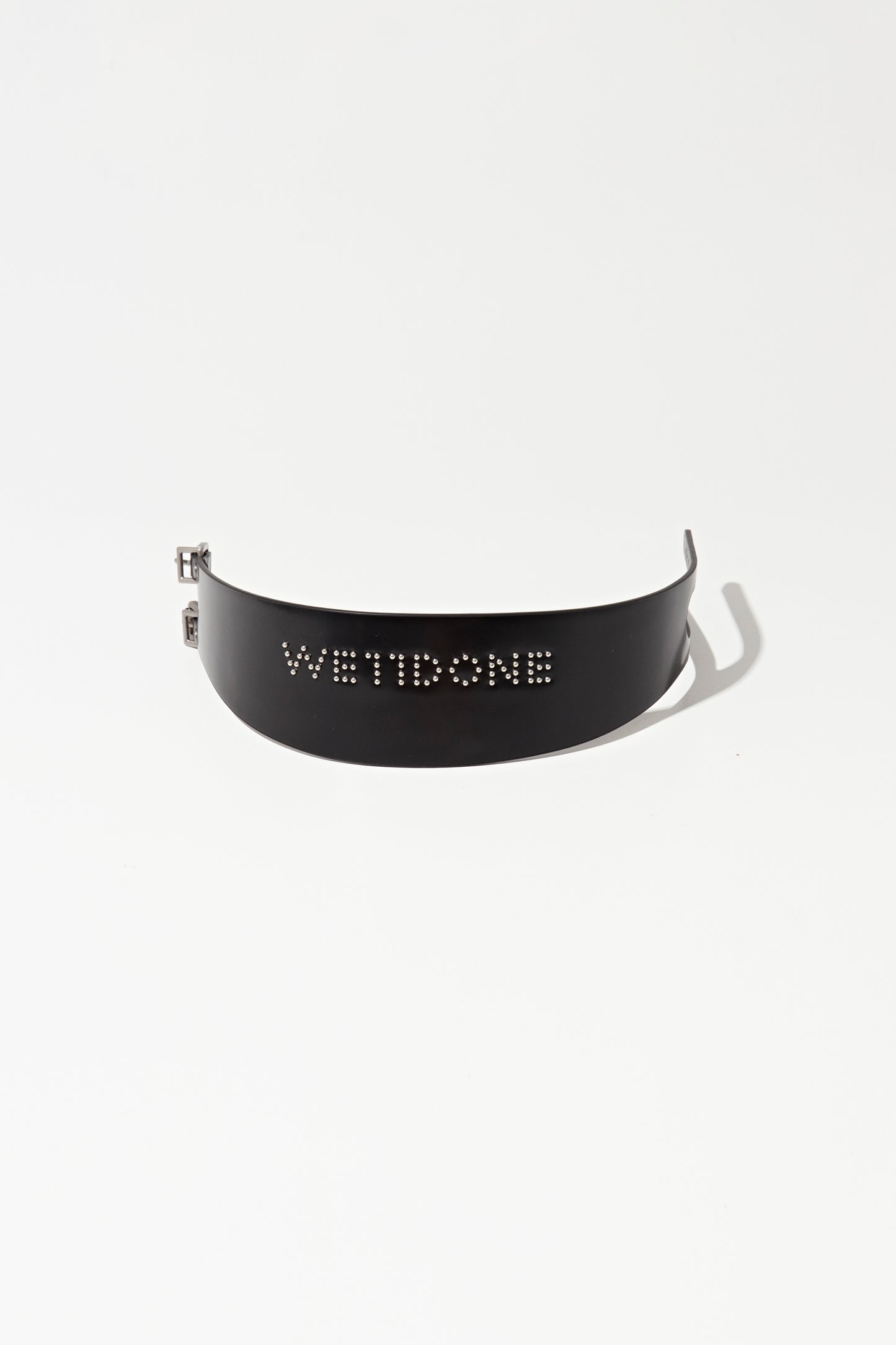 BLACK SMALL LOGO STUD WIDEDOUBLE BUCKLE CHOKER