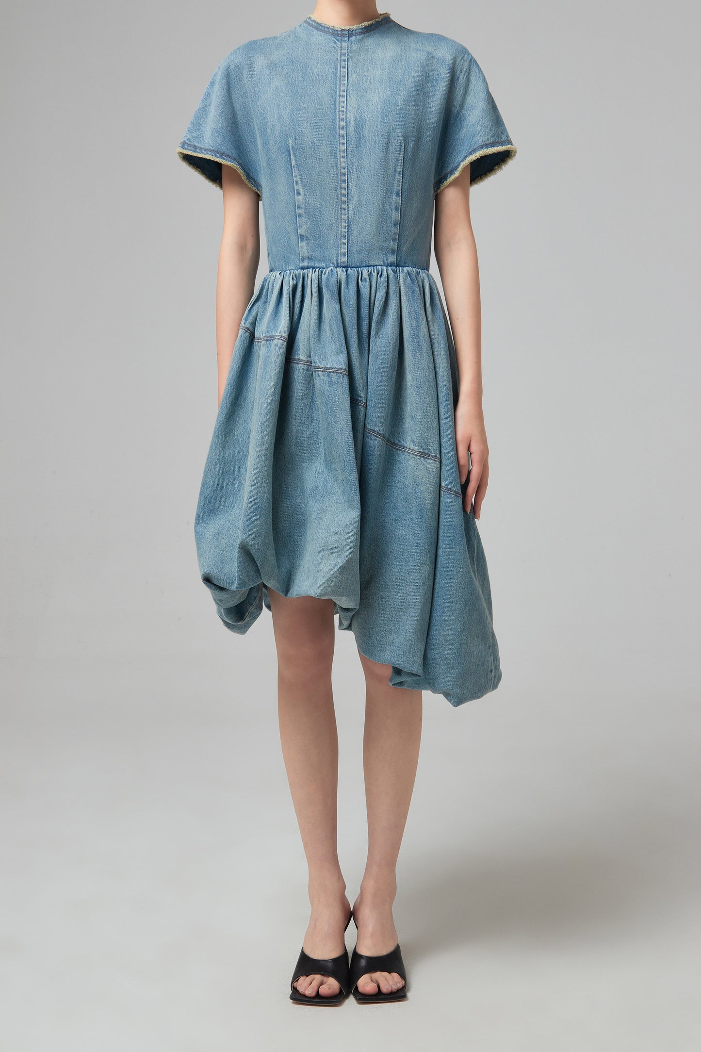 BLUE BALLOON DENIM DRESS