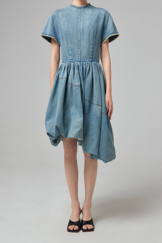 BLUE BALLOON DENIM DRESS