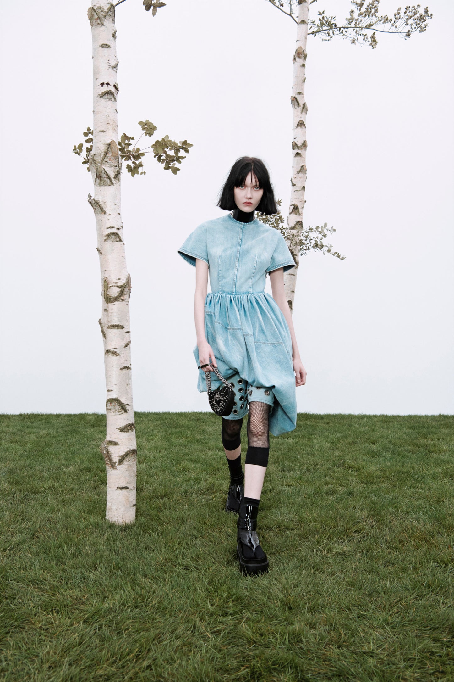 BLUE BALLOON DENIM DRESS