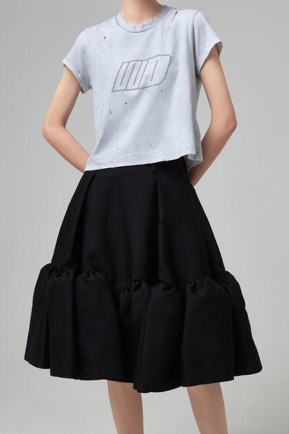 GATHERED ARCHPATTERN VOLUME SKIRT