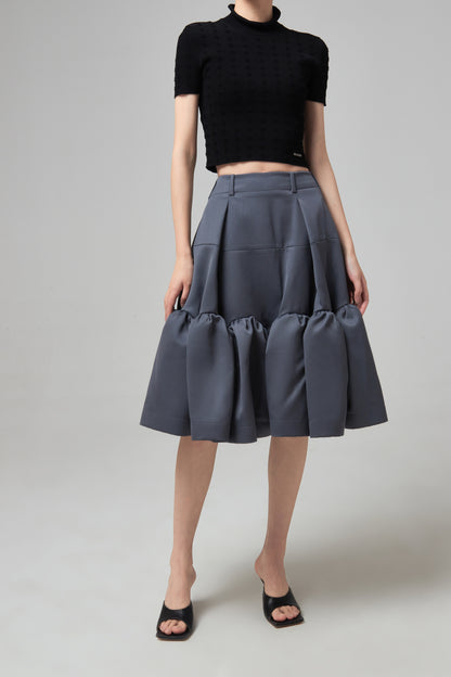 GATHERED ARCHPATTERN VOLUME SKIRT