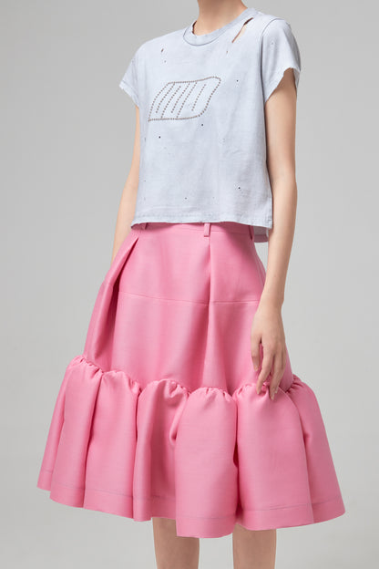 GATHERED ARCHPATTERN VOLUME SKIRT