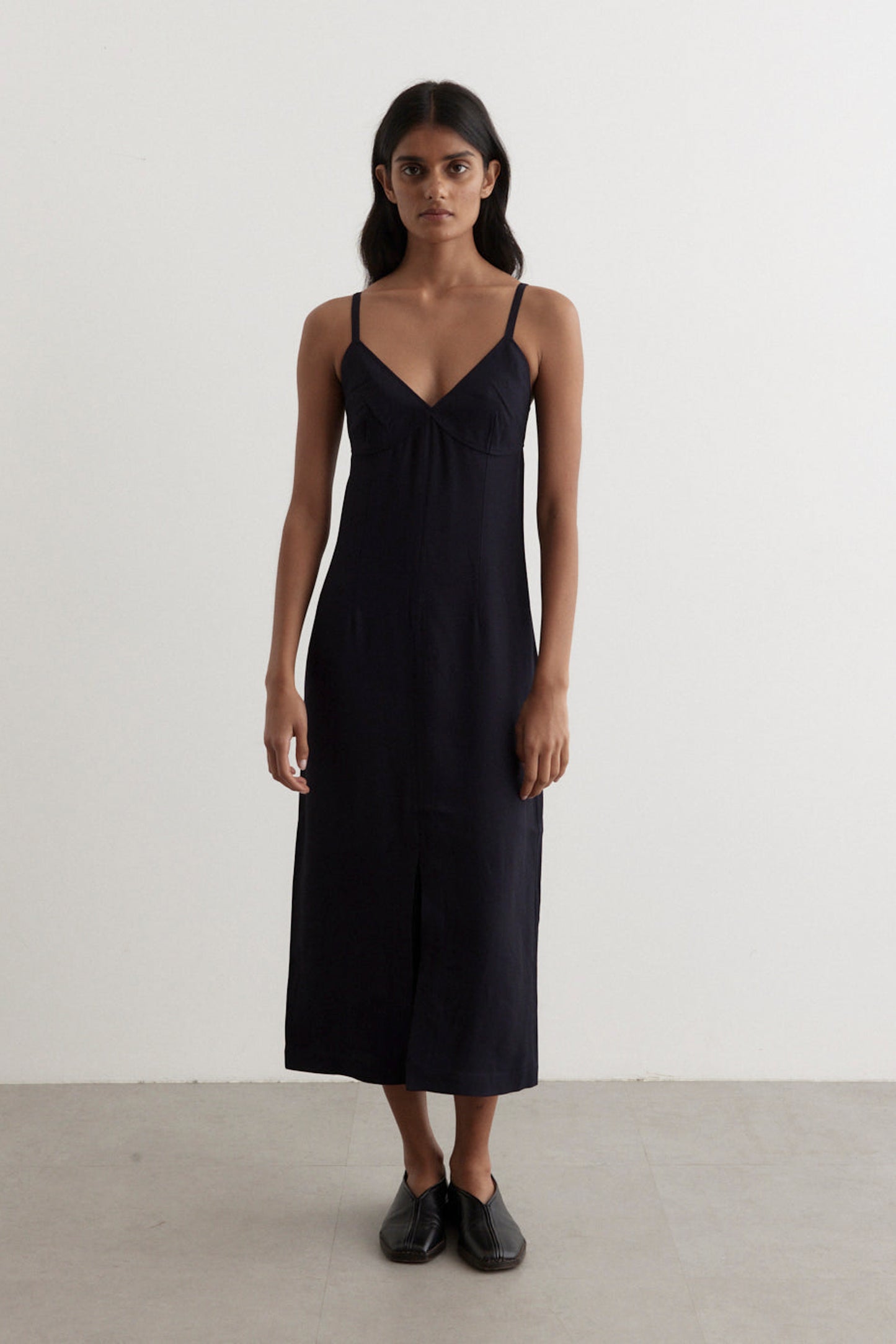 Front-Split Crepe Cami Dress