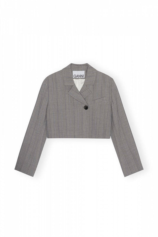 Herringbone Suiting Short Blazer