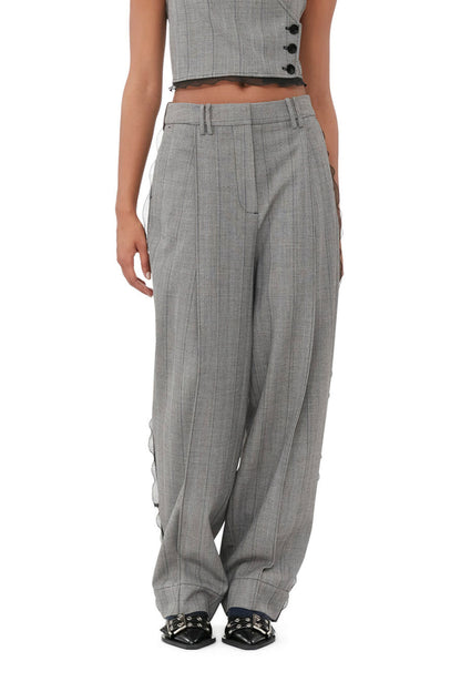 Herringbone Suiting Relaxed Pleated Pants