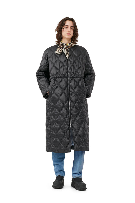Shiny Quilt Long Coat