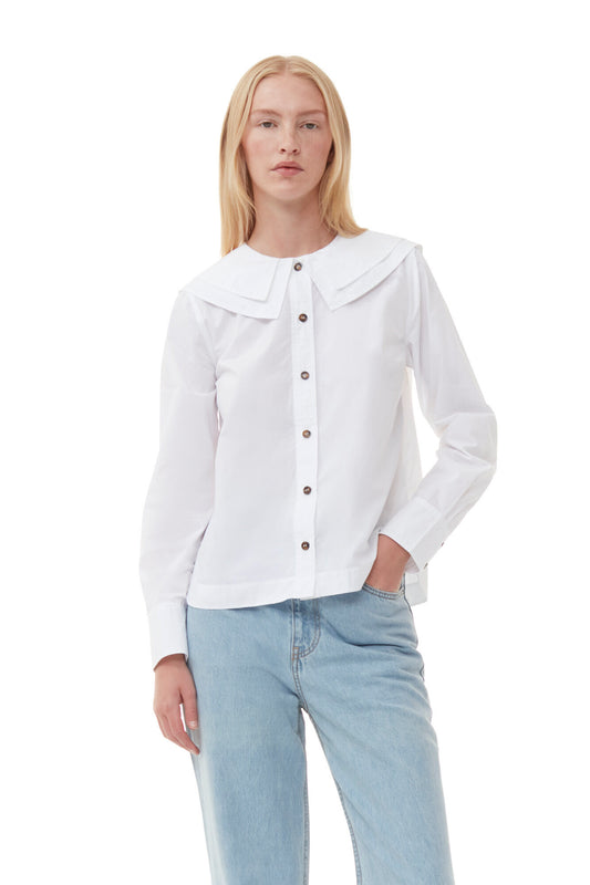 Cotton Poplin Double-Collar Shirt