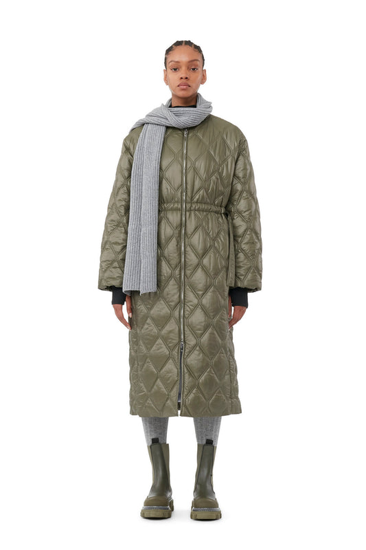 Shiny Quilt Long Coat