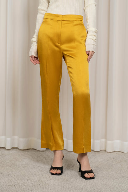 FLARED CROPPED PANT IN ENVERS SATIN