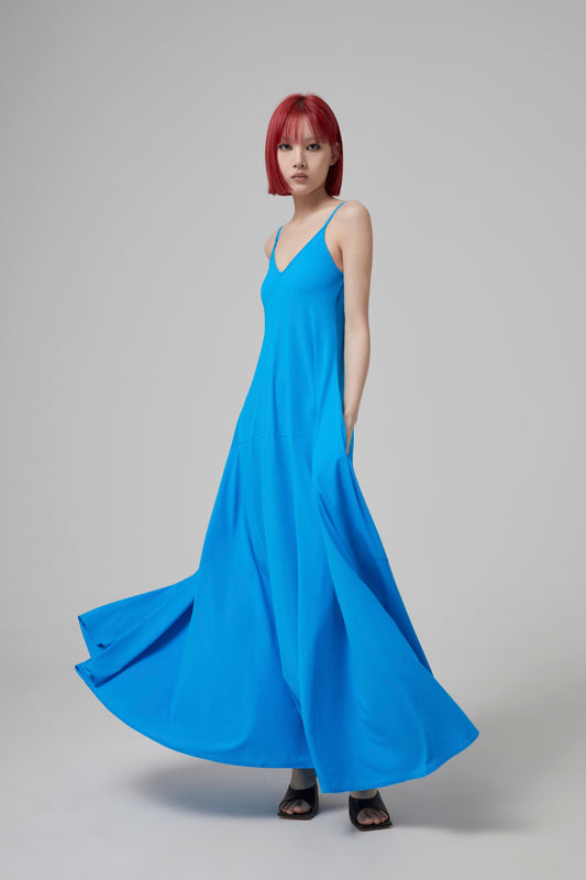 V NECK SUSPENDER DRESS