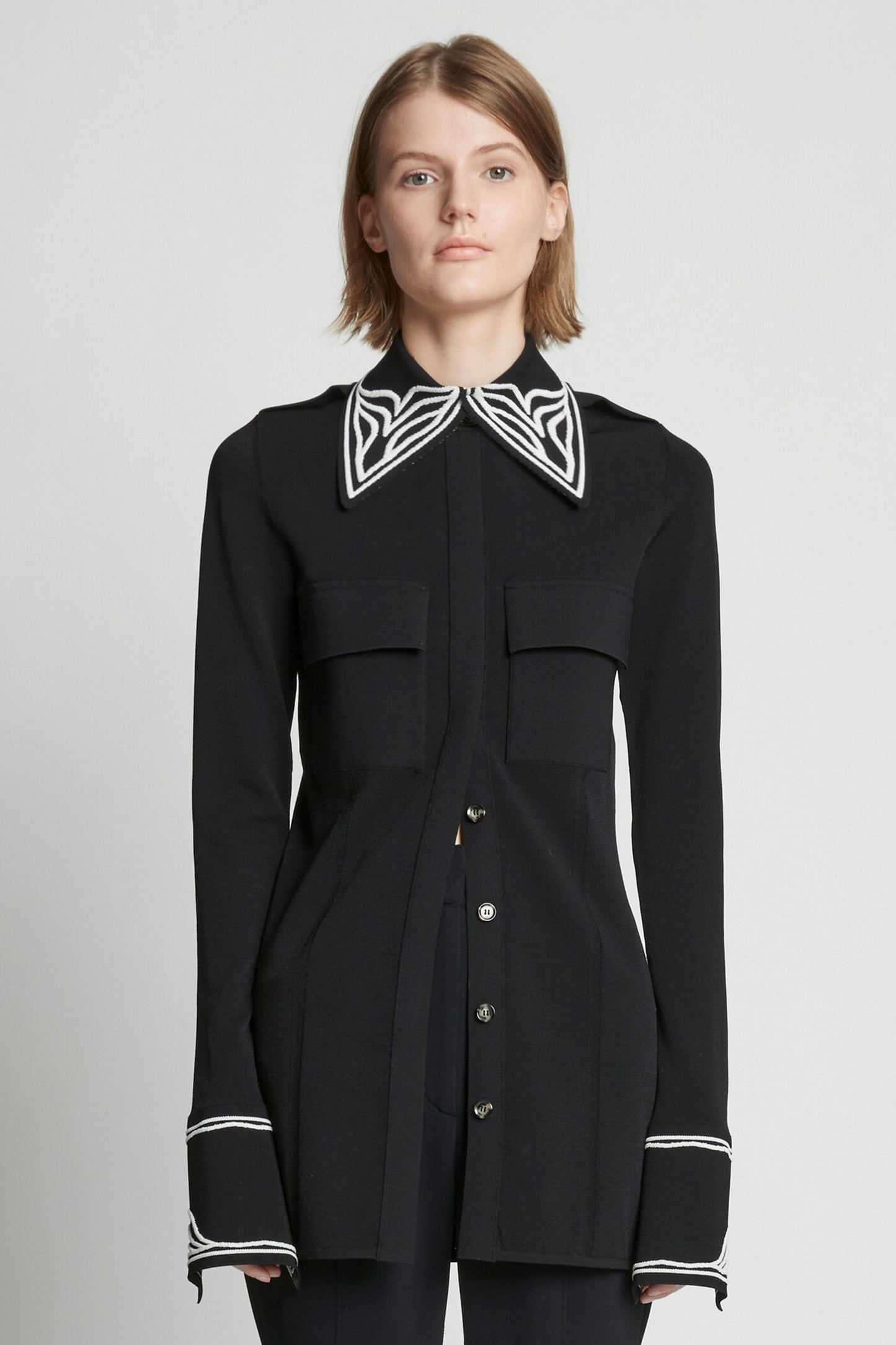 Cloque Jacquard Knit Shirt