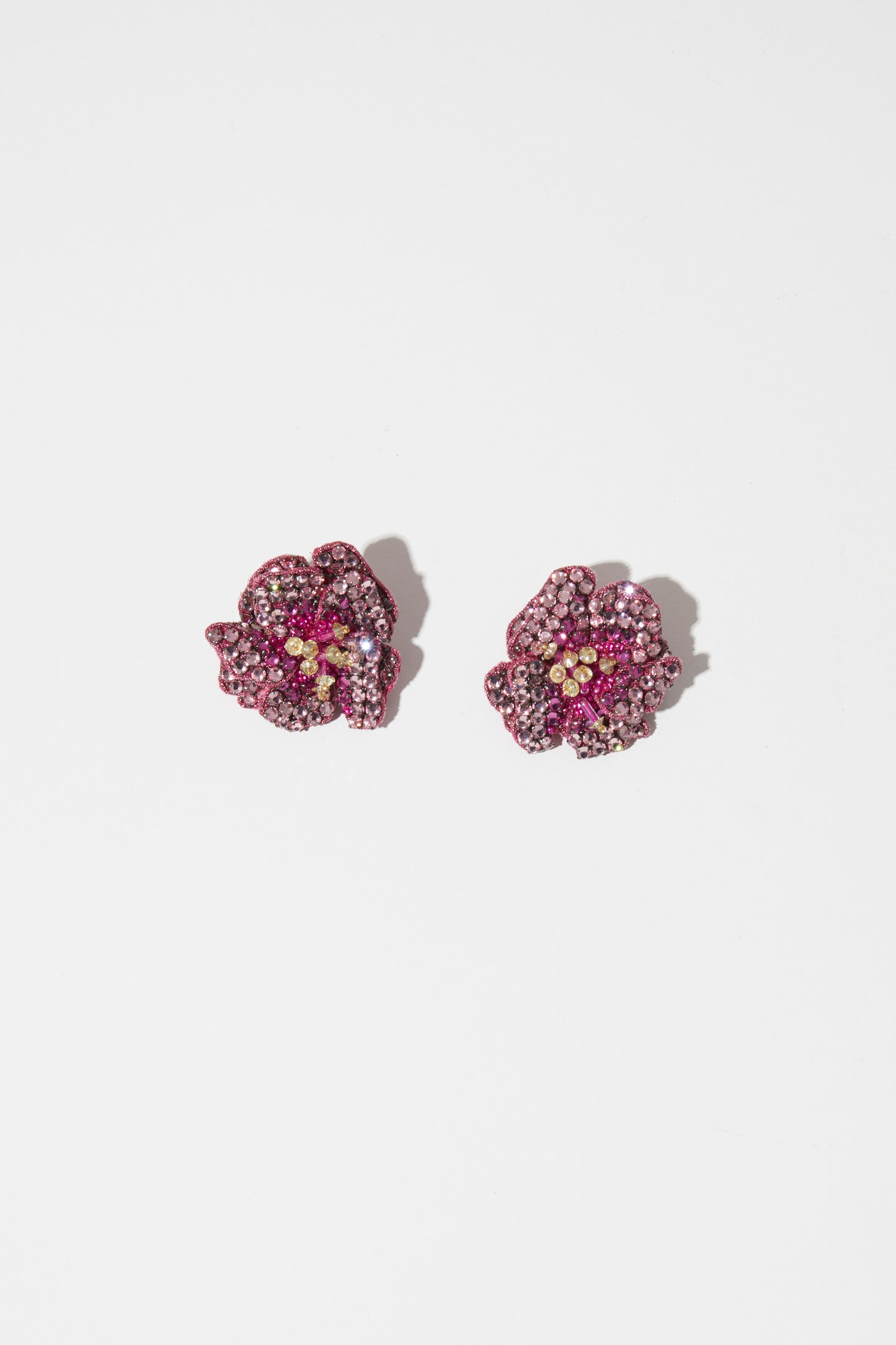 BEJEWELED FABRIC FLOWER EARRINGS
