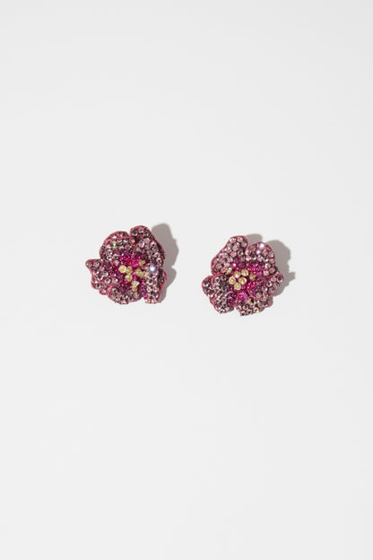 BEJEWELED FABRIC FLOWER EARRINGS