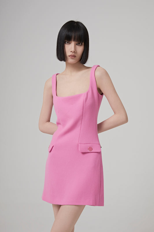 Sleeveless Wool Mini Dress with Pockets