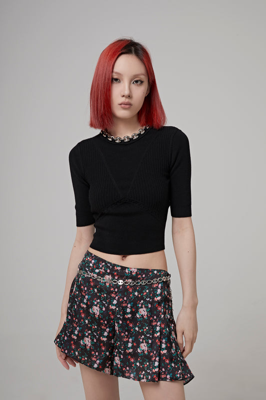 METALLIC COLLAR COP TOP
