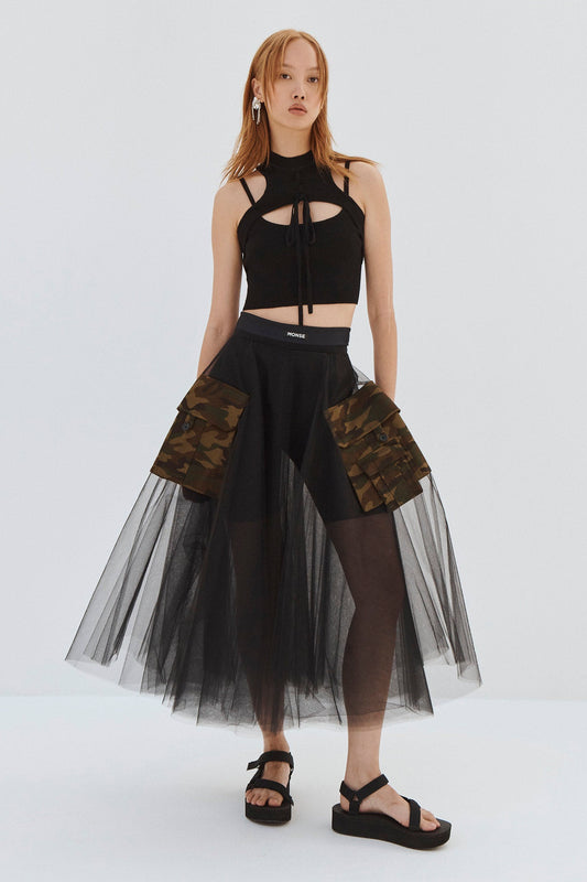 TULLE CIRCLE SKIRT WITH CARGO POCKETS