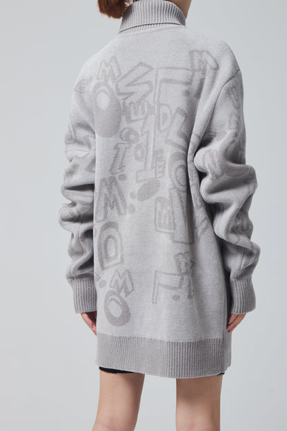 LOGO GRAFFITI TURTLE NECK SWEATER