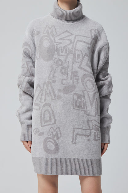 LOGO GRAFFITI TURTLE NECK SWEATER