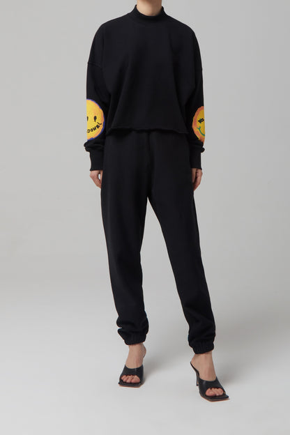 EMBROIDERED LOGO PATCH JOGGER LOUNGE PANTS
