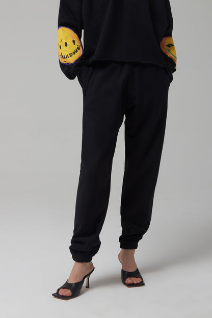 EMBROIDERED LOGO PATCH JOGGER LOUNGE PANTS