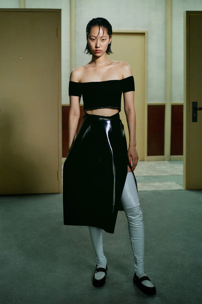 ENAMEL WRAP SKIRT