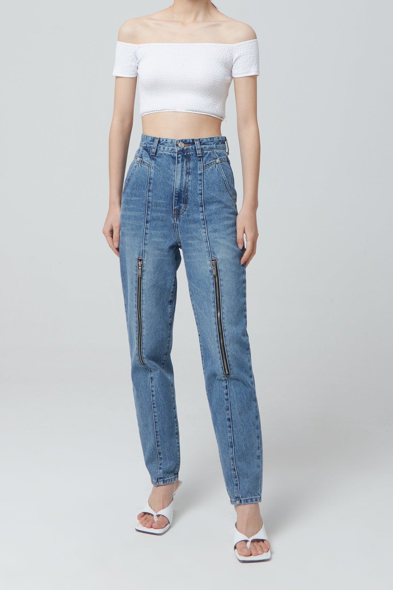 OFF SHOULDER CROP KNIT TOP
