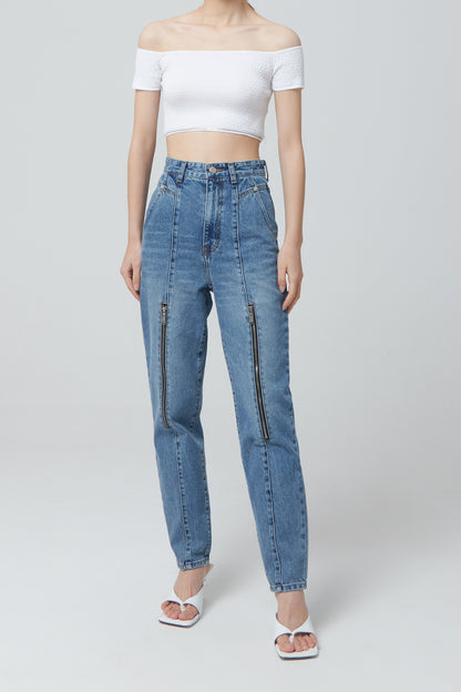 OFF SHOULDER CROP KNIT TOP