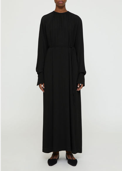 Gathered-Neck Crepe Dress