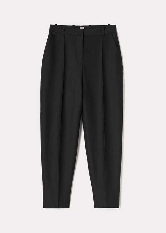 SEWN PLEAT COTTON WOOL TROUSERS