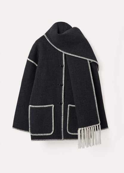 Embroidered scarf jacket